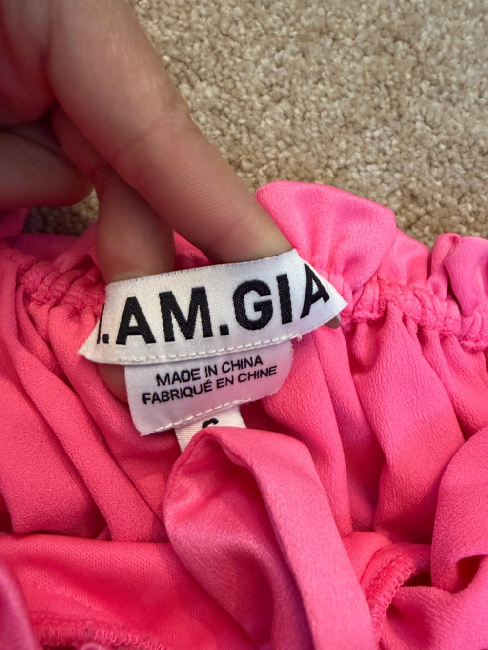 I.AM.GIA Naomi Top Hot Pink Ruffle Tie-Front Crop Top Size Small - Picture 5 of 8